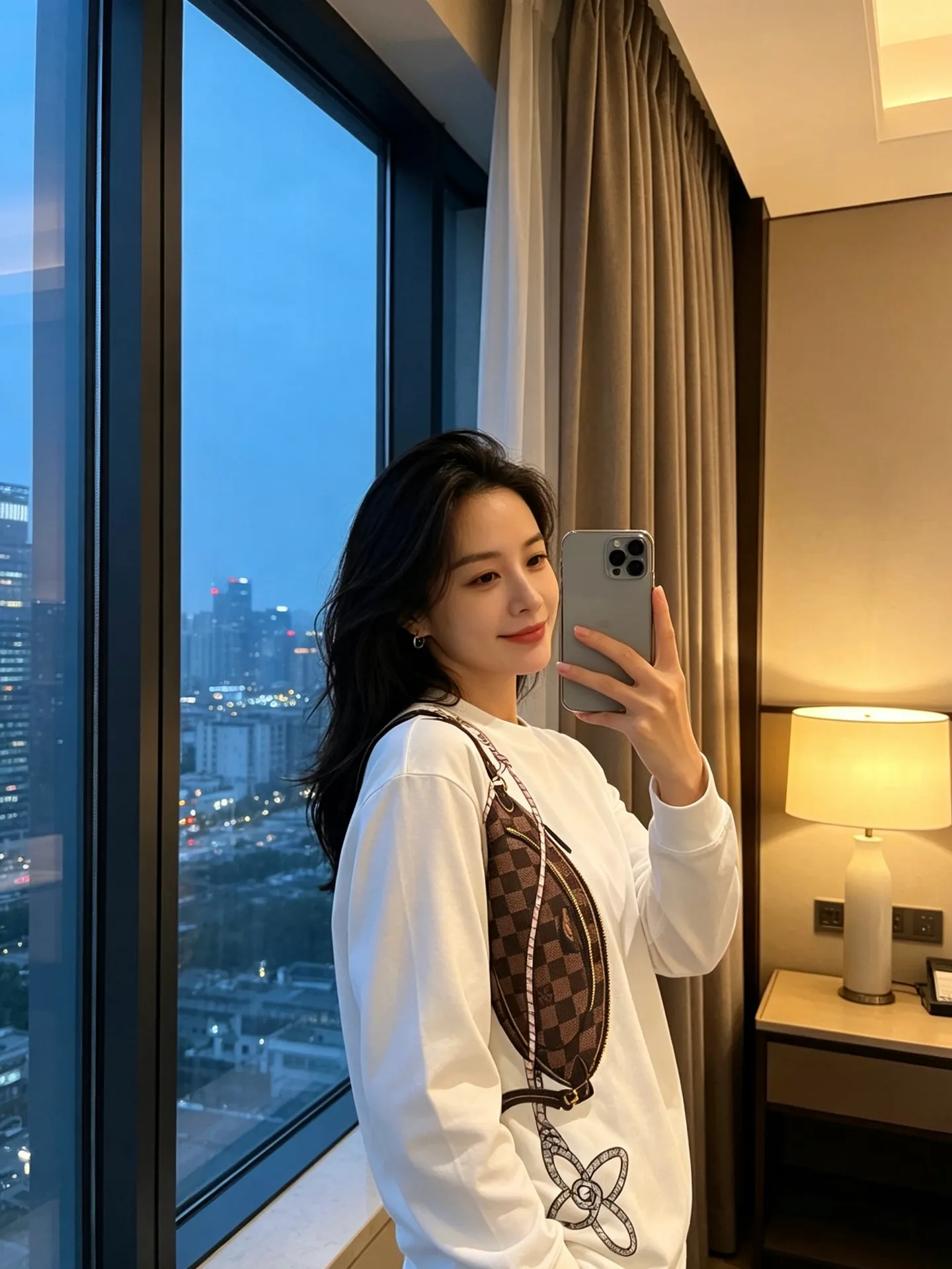 Louis Vuitton/Louis Vuitton chest bag printed long-sleeved T-shirt